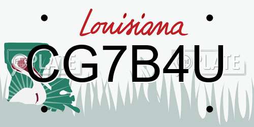 CG7B4U Louisiana License Plate
