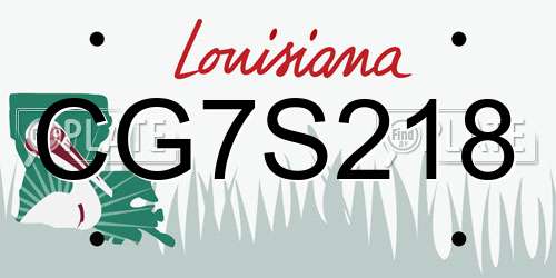 CG7S218 Louisiana License Plate