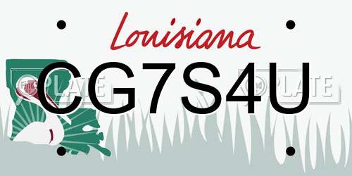 CG7S4U Louisiana License Plate