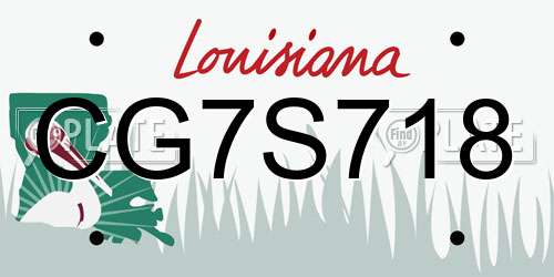 CG7S718 Louisiana License Plate