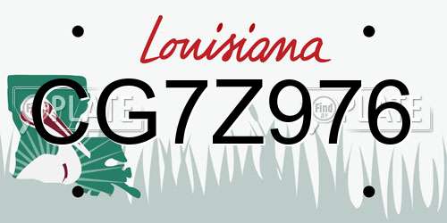 CG7Z976 Louisiana License Plate
