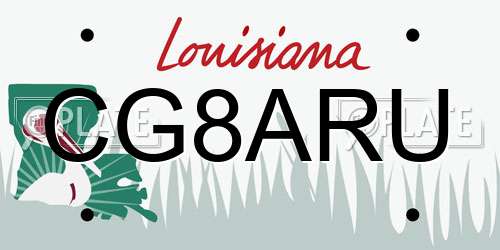 CG8ARU Louisiana License Plate