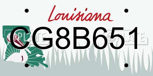 CG8B651 Louisiana License Plate