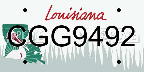 CGG9492 Louisiana License Plate