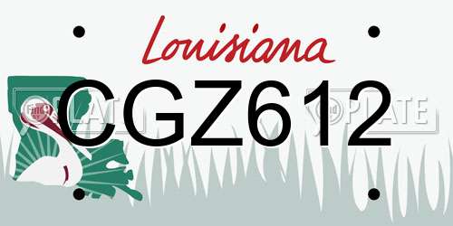 CGZ612 Louisiana License Plate