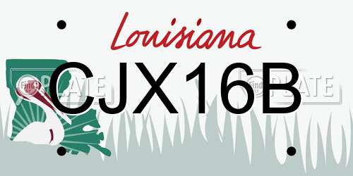 CJX16B Louisiana License Plate