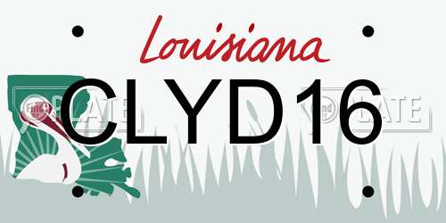 CLYD16 Louisiana License Plate