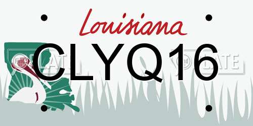 CLYQ16 Louisiana License Plate
