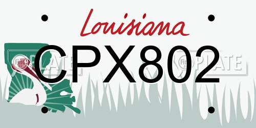 CPX802 Louisiana License Plate