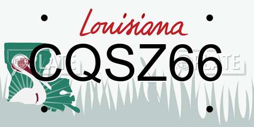 CQSZ66 Louisiana License Plate