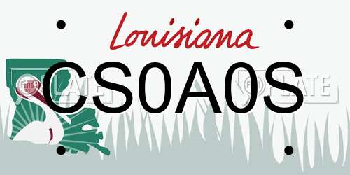 CS0A0S Louisiana License Plate