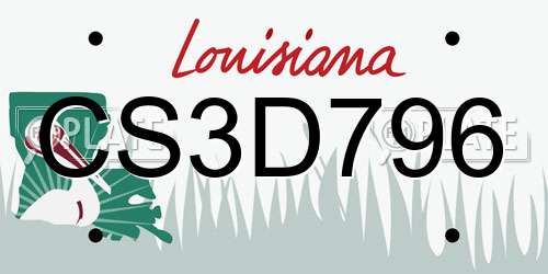 CS3D796 Louisiana License Plate