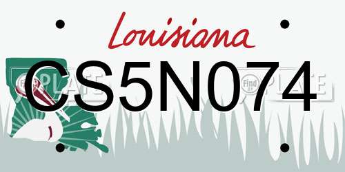 CS5N074 Louisiana License Plate