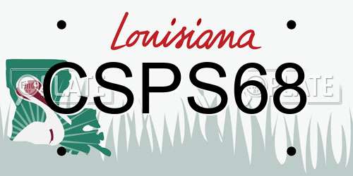 CSPS68 Louisiana License Plate