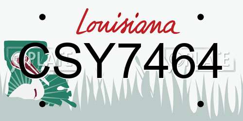 CSY7464 Louisiana License Plate