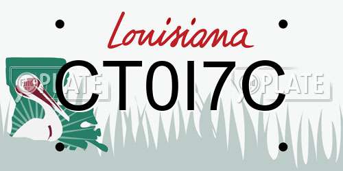 CT0I7C Louisiana License Plate