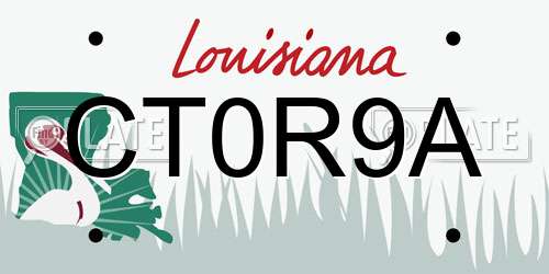 CT0R9A Louisiana License Plate
