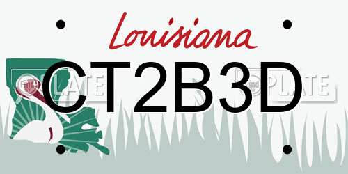 CT2B3D Louisiana License Plate