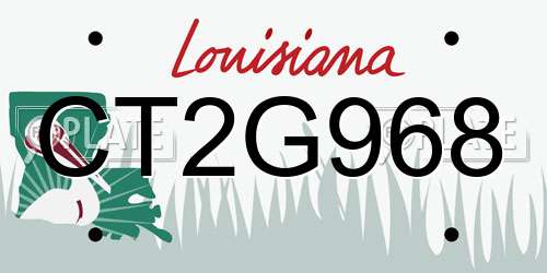 CT2G968 Louisiana License Plate