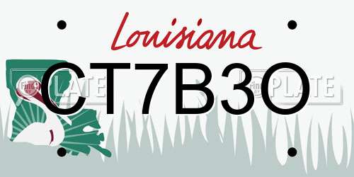 CT7B3O Louisiana License Plate