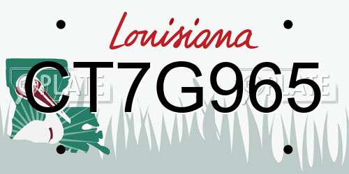 CT7G965 Louisiana License Plate