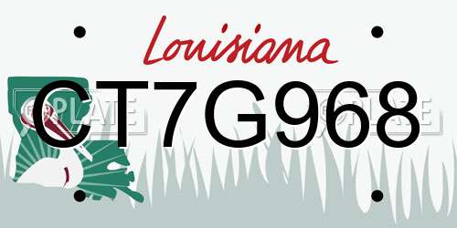 CT7G968 Louisiana License Plate
