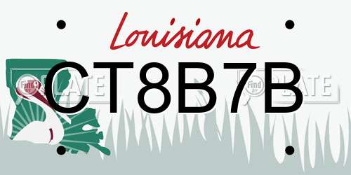 CT8B7B Louisiana License Plate