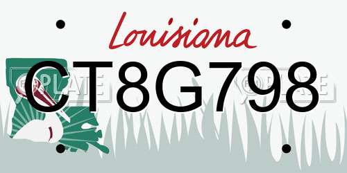 CT8G798 Louisiana License Plate