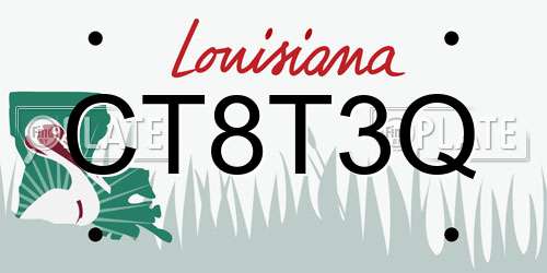 CT8T3Q Louisiana License Plate
