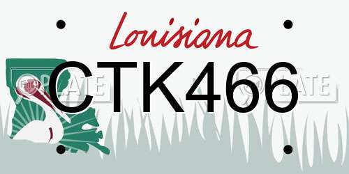 CTK466 Louisiana License Plate