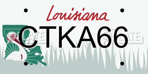 CTKA66 Louisiana License Plate