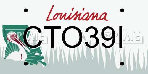CTO39I Louisiana License Plate