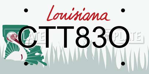 CTT83O Louisiana License Plate