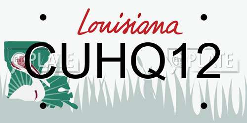 CUHQ12 Louisiana License Plate