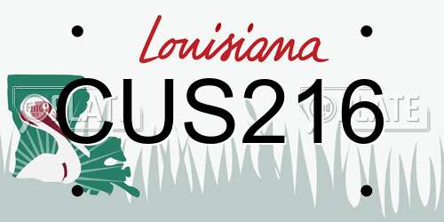 CUS216 Louisiana License Plate