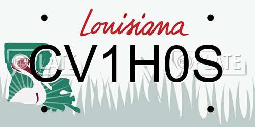 CV1H0S Louisiana License Plate