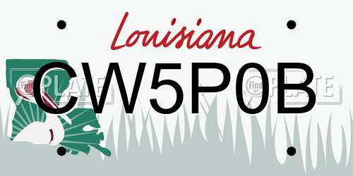 CW5P0B Louisiana License Plate