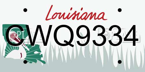 CWQ9334 Louisiana License Plate