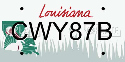 CWY87B Louisiana License Plate