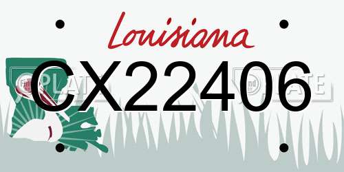 CX22406 Louisiana License Plate