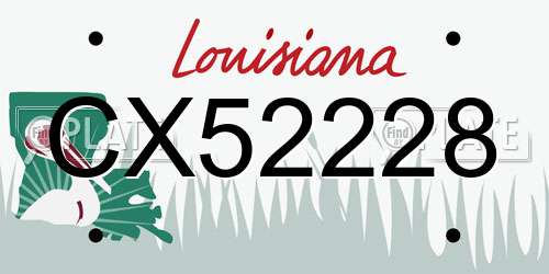 CX52228 Louisiana License Plate