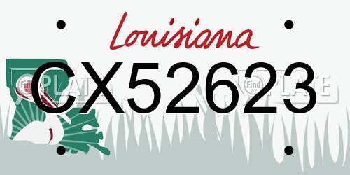CX52623 Louisiana License Plate