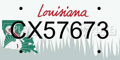 CX57673 Louisiana License Plate
