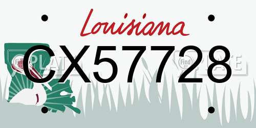 CX57728 Louisiana License Plate