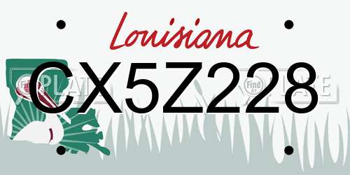 CX5Z228 Louisiana License Plate