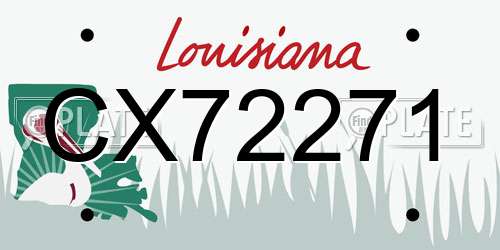CX72271 Louisiana License Plate