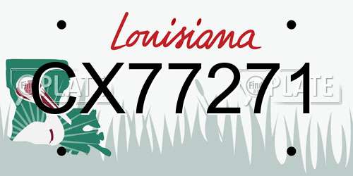 CX77271 Louisiana License Plate