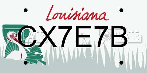 CX7E7B Louisiana License Plate