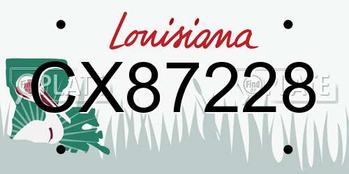 CX87228 Louisiana License Plate