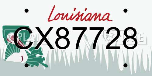 CX87728 Louisiana License Plate
